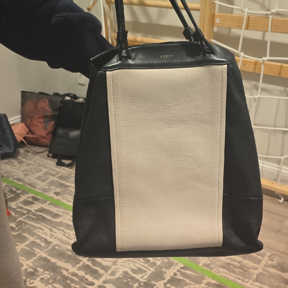 Furla Two-Tone Black and White Men's Backpack